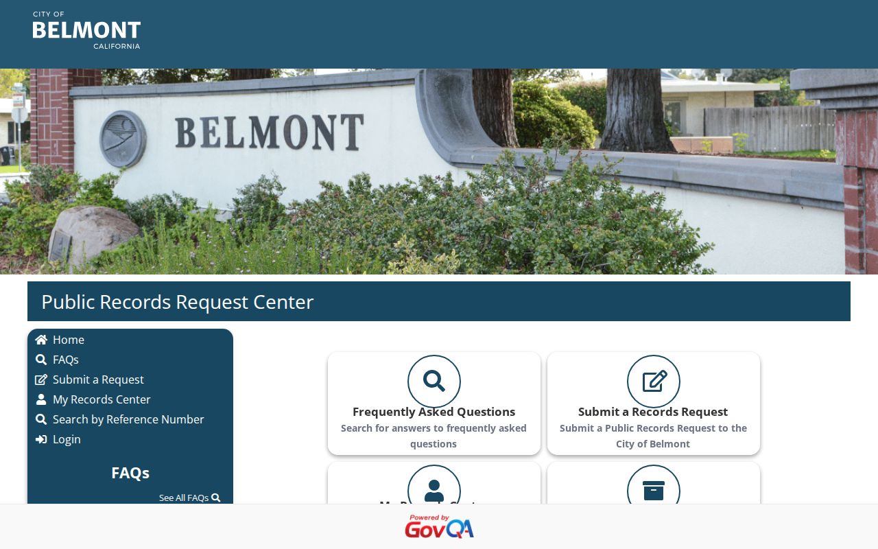 Belmont people search GovQA public records center