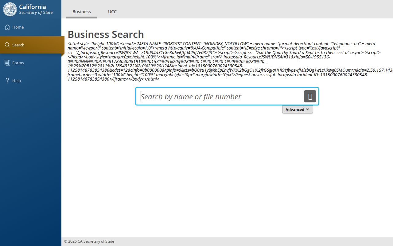 Belmont people directories California Secretary of State BizFile business search