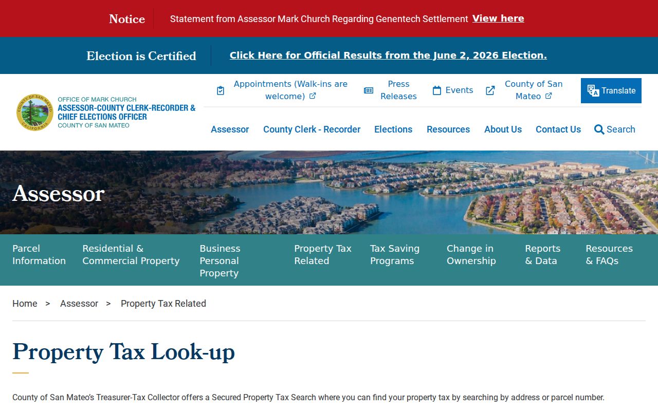 Belmont public records property tax lookup for address and parcel-number searches