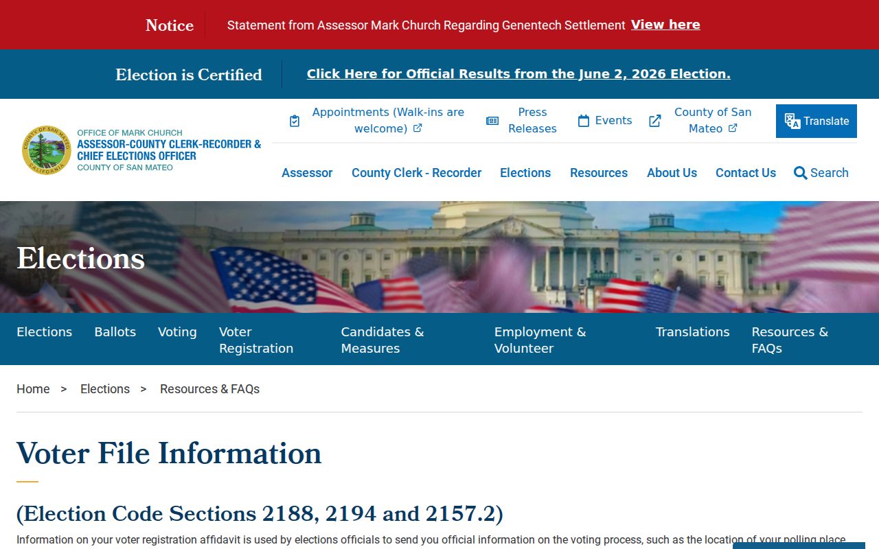 Belmont voter registration records county voter file page with fees and submission methods